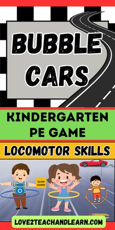 Get your kindergarten students moving and grooving with this PE Whole Class Kindergarten Gym Game BUBBLE CARS!

This fun, engaging activity helps kids develop essential locomotor skills like walking, galloping, and skipping. Designed for PE teachers, BUBBLE CARS encourages physical activity through imaginative play. Kids will love using hula hoops as their pretend police cars and bubble cars, zooming around the gym and exploring different ways of moving their bodies - skipping, galloping, etc. Perfect for building coordination, balance, and cardiovascular fitness, this unique game is a must-have for any elementary physical education curriculum.

Bring the excitement of BUBBLE CARS to your classroom and watch your students have a blast while learning important locomotor skills! Kindergarten Pe Activities, Gym Games For Elementary Kids, Gym Games For Kindergarten, Kindergarten Gym Games, Kindergarten Pe Games, Pe Games For Kindergarten, Kindergarten Gym, Physical Education Curriculum, Tag Games