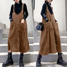 Overalls Plus Size, Corduroy Overall, Corduroy Overall Dress, Loose Maxi Dress, Lantern Sleeve Dress, Sleeveless Short Dress, Lightweight Dress, Long Shirt Dress, Fashion Seasons