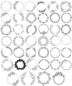 a large collection of circular frames and wreaths