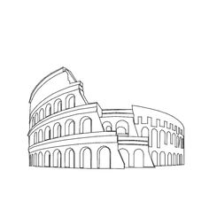 the colossion in rome, italy hand drawn illustration on white paper stock photo