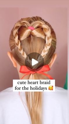 Hair Heart Braid, Heart Hairdo Kids, Girls Holiday Hair, Plait Hairstyles For Kids, Toddler Heart Hairstyles Girl, Heart Shaped Hairstyles For Kids, Heart In Hair Hairstyles, Kids Heart Braided Hairstyles, How To Do A Heart Braid