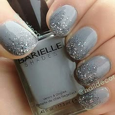 Glitter Gradient Nails, Grey Nail, New Years Eve Nails, Ombre Nails Glitter, Ombre Nail Designs, Super Nails, Nails Polish, Fondant Figures