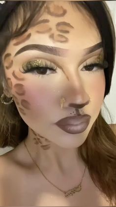 Cute Halloween Looks Makeup, Graphic Halloween Makeup, Hot Glue Tears, Freddy Krueger Face Paint, Glamour Halloween Makeup, Halloween Makeup Animals, Leopard Print Makeup Halloween, Glamour Makeup Leopard, Leopard Costume Makeup