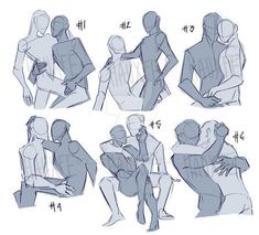 an image of people hugging each other in different poses and positions, with the text below it