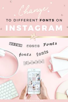 someone holding their phone up to take a photo with the text change to different font options on instagram