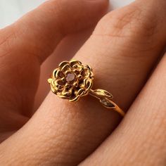 Chrysanthemum Ring • November Birth Flower Material: Choose from Solid 14k Yellow Gold, 14k White Gold, 14k Rose Gold, or 925 Sterling Silver. Stone: 2 mm genuine AA grade brilliant cut Citrine Band: Solid 1.3 round band Chrysanthemum Flower Chrysanthemum is the symbol of a long and happy life. The lovely flowers are a symbol of fall. Citrine Birthstone: This gem is also known as “healing quartz,” because legend has it that citrine promotes vitality and energy in whomever wears it. ✿ PROCESSING Gold Rings With Stones, Chrysanthemum Jewelry, November Birth Month Flower, November Flower, Flower Chrysanthemum, November Birth Flower, Citrine Birthstone, Gold Jewellry, Gold Flower Ring