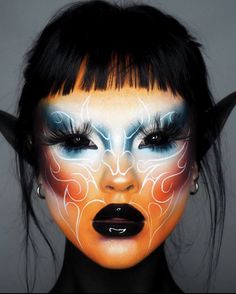 Drag Looks Make Up, Mythical Creature Makeup, Crazy Makeup Looks Creative Full Face, Creature Makeup, Geometric Makeup, Fantasy Makeup Ideas Creative, Extreme Make-up, Dragon Makeup