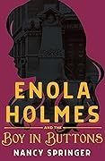 the cover of boy in buttons by enola holmes, with an image of a man's head