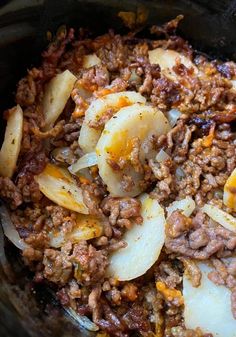 the food is prepared and ready to be cooked in the slow cooker for consumption