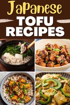 japanese tofu recipe collage with text overlay