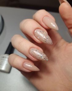 Wedding Nails Glitter, Nails Almond, Silver Nails, Classy Nails, Pretty Acrylic Nails, Chic Nails, Best Acrylic Nails, Perfect Nails