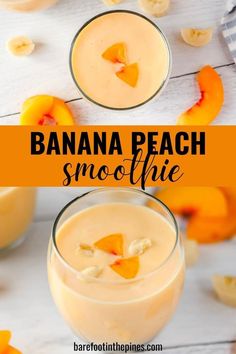 Banana Peach Smoothie : Simply blend frozen peaches, bananas, yogurt, milk, and your favorite sweetener for a quick and easy treat that's ready in just 5 minutes. #smoothiediet #smoothie #smoothierecipes #healthysmoothieplan #weightlosssmoothierecipes Peach Banana Smoothie, Delicious Green Smoothie, Healthy Smoothie Recipe, Peach Smoothie, Fruit Smoothie Recipes Healthy, Refreshing Snacks, Drink Recipes Nonalcoholic, Smoothie Drink Recipes, Smoothie Packs