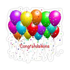 congratulations with balloons and stars sticker