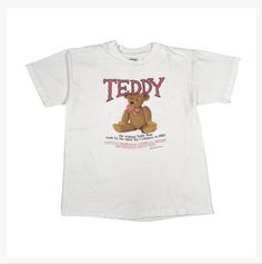 To 1992 Smithsonian Teddy T Shirts, One Gently Won And The Other Never Worn In Mint Condition. For A Teddy Bear Or Teddy Roosevelt Fan! 23 Inches From Pit To Pit And 28 Inches Long Ladies Long Top, Strawberry Shirt, Yellow Tees, Pink Tee, Bear Shirt, Concert Tees, Halloween Tees, Pink Shirt, Grey Shirt