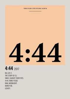 a poster with the number four in black and white, on an orange background that says 4