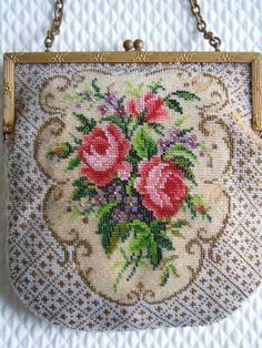 Old Antique Victorian Micro Beaded Purse Roses Gold Frame for Repair Restoration | eBay Victorian Purses, Rose Bag, Wedding Handbag, Frame Purse, Vintage Clutch