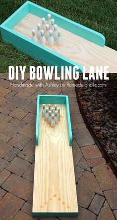 an easy diy bowling lane game for kids to play on the yard or lawn