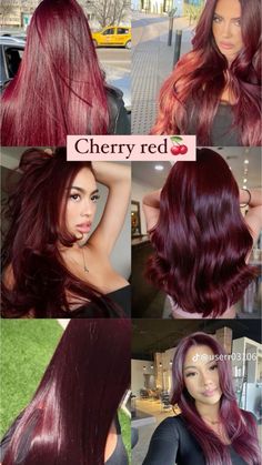 Cute Red Hair Styles, Hair For Darker Skin Tone, Red Long Straight Hair, Color Red Hair Ideas, Pretty Hair Dye Colors, Cold Color Hair, Medium Length Cherry Red Hair, Red Hair On Asian, Red Hair On Pale Skin