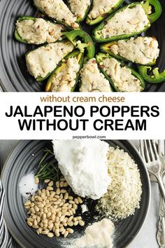 jalapeno poppers without cream cheese on a plate with beans and rice