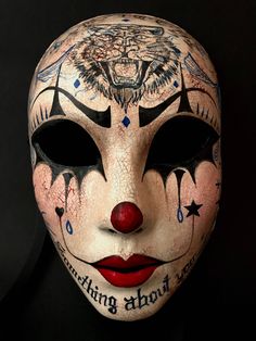 Mascara Papel Mache, Seven Deadly Sins Tattoo, Mascara Oni, Couples Masquerade Masks, Paper Mache Mask, Making Paper Mache, Mascaras Halloween, Clown Mask, Mask Masquerade