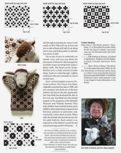 an article in knitting with pictures of sheeps and other things to knit on it