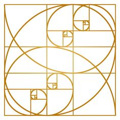 an abstract golden design with squares and rectangles in the shape of circles on a white background