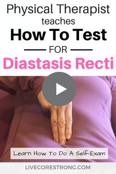 a person laying in bed with the text physical therapy teaches how to test for diastasis recti