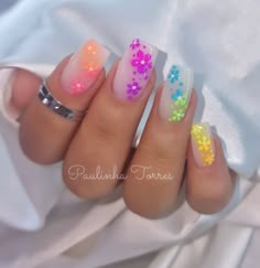 Spring Flower Nails, Girls Nail Designs, Rainbow Nails Design, Nails Flowers, Super Cute Nails, Gel Nail Art Designs, Nude Nail Designs, Subtle Nails