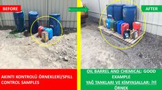 AKINTI KONTROLÜ ÖRNEKLERİ/SPILL CONTROL SAMPLES OIL BARREL AND CHEMICAL: GOOD EXAMPLE YAĞ TANKLARI VE KİMYASALLAR: İYİ ÖRNEK Safety Infographic, Emergency Response Plan, Oil Barrel, Safety Courses, Safety Posters, Industrial Development, Safety 1st