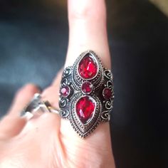 These Are Gorgeous Vintage Tibetan Silver Rings With Deep Red Garnets Inset. I Have 2 Sizes, 8 & 9. I Didn't Make These, So I Can't Confirm The Contents. Please Ask Questions And Make An Offer. I Can't Say Yes If You Don't Ask! Red Bohemian Jewelry For Anniversary, Bohemian Red Jewelry For Anniversary, Nickel-free Red Rings, Silver Eternity Ring, Open Heart Ring, Fashion Rings Silver, Eagle Ring, Diamond Heart Ring, Bow Ring