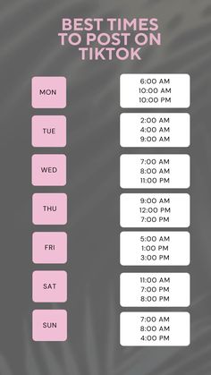 the best times to post on tiktok are in pink and white with zebra stripes
