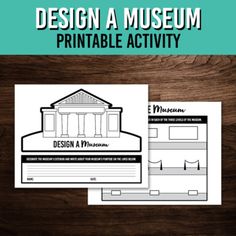 the design museum printable activity is shown on top of a wooden table with text that reads