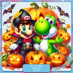 an image of a cartoon character with pumpkins