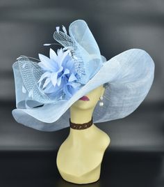 "✿*.Key Features.*✿ If you want an extra wide brim hat, just take it. This is the widest hat in my store. Its brim is 8 inches wide! Also this is a magic hat, you can make the brim to any shape as you want by a steamer. It will keep its shape for long time. With matching crin, veil and special feather flower, very beautiful! It's a custom-made hat, if you want different color crin, veil except feather flower, please contact Anna. Great for Kentucky derby, weddings, church, Easter, Royal Ascot, h Luxury Costume Hats For Kentucky Derby Evening, Luxury Unique Hat For Kentucky Derby, Luxury Feathered Hats For Spring, Luxury High Crown Top Hat For Races, Luxury High Crown Top Hat For Summer, Luxury Wide Brim Hat With Feather Trim, Luxury Panama Hat For Formal Occasions, Luxury Feathered Costume Hat With Curved Brim, Luxury Top Hat For Kentucky Derby Beach Event