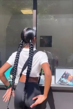 2 Slick Ponytail Braids, 2 Long Slick Back Braids, 2 Slick Braided Ponytails, 2 Ponytails With 2 Braids, 2 Long Braided Ponytails, 2 Low Braids With Weave, Middle Part Two Braided Ponytails, Slick Back With 2 Braids, 2braided Ponytail