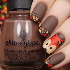 Stars Nails, Fox Nails, Grey Nails, Unghie Nail Art, Fall Acrylic Nails