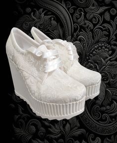 Wedding dress plain wedding shoes with wedge heels Heel length ; 11 cm to 4,4 inches Matches the wedding dress fabric color Lace Embroidery   A comfortable elegance and height combination that you can use on your wedding day, special invitations and will make you look great. Made of high quality lace and fabric It will look great under the wedding dress and will provide comfort all day long. bridal shoes, evening dress shoes, bridesmaid shoes, converse for daily use , Lace Shoes, Bridal Sneakers White Lace-up Wedding Shoes For Formal Occasion, White Lace-up Heels With Laces, Elegant Fabric Heels For Wedding, Elegant Fabric Wedding Heels, Elegant Party Sneakers With Round Toe, White Wedge Heel Wedding Shoes, Lace-up Lace Wedding Shoes For Formal Occasions, Formal Lace Wedding Shoes With Lace-up Design, Formal Lace-up Lace Wedding Shoes