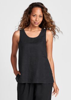 Fundamental Tank - Linen Tank Top Casual Everyday Linen Tank Top, Casual Linen Tank Top For Everyday, Everyday Sleeveless Linen Tank Top, Everyday Linen Sleeveless Tank Top, Solid Color Linen Sleeveless Tank Top, Sleeveless Linen Tank Top, Solid Linen Sleeveless Tank Top, Solid Linen Summer Tank Top, Black Linen Sleeveless Tank Top