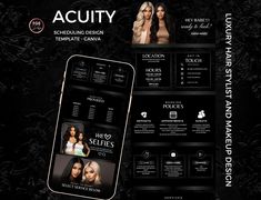 a black and white website design for beauty salon