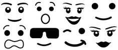 an assortment of smiley faces with different facial expressions and eyes, all drawn in black on a white background