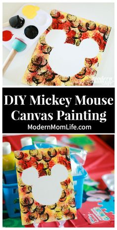 mickey mouse canvas painting with the words diy mickey mouse canvass painted on it