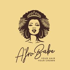 the afro babe logo with an african woman's face and crown on top of it