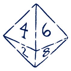 a blue and white drawing of a diamond with numbers on it