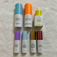 Drunk Elephant Skincare: F-Balm Electrolyte Waterfacial *.5 Fl Oz Bouncy Brightfacial *.5 Fl Oz Virgin Marula Luxury Facial Oil *.5 Fl Oz Ceramighty Af Eye Balm *.16 Fl Oz B-Hydra Intensive Hydration Serum *.16 Fl Oz D-Bronzi Sunshine Drops *.16 Fl Oz O-Bloos Rosi Drops *.16 Fl Oz Brand New & Unused Purchases Of $20 Or More Receive 2 Free Samples And Purchases Of $50 Or More Receive A Free Makeup Bag Too! Rosi Drops, Sunshine Drops, Luxury Facial, Elephant Skincare, Elephant Eye, Kids Skin Care, Drunk Elephant Skincare, Preppy Skincare, Hydration Serum