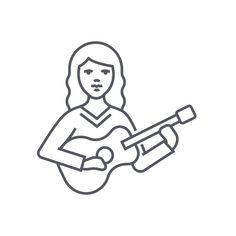 a woman playing the guitar line icon