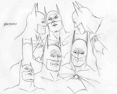 some sketches of batman characters from the animated tv series, which was drawn in pencil