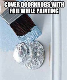 a paintbrush is being used to paint a white wall with blue and gray colors