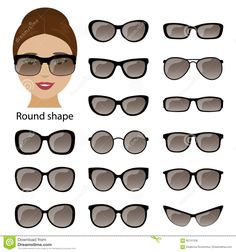 Spectacle Frames And Round Face Stock Vector - Illustration of portrait, object: 92741538 Diamond Face Shape Glasses, Chasma Frame, Face Shape Sunglasses, Best Eyeglasses, Diamond Face Shape, Women Face, Diamond Face