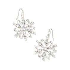 Inspired by a shimmering snowflake, the Clara Statement Earrings are full of joy, sparkle, and style. With their dazzling crystal accents and gold frame, these earrings will give your elevated looks (and holiday fits!) a glam look you'll love. To preserve your fashion jewelry for years to come, agents such as soaps, perfumes, lotions, makeup, hair and cleaning products, and other chemical contact should be avoided. Take care to remove jewelry before showering, sleeping, exercising or swimming. K Elegant Sparkling Sterling Silver Cluster Earrings, Kendra Scott Bow Earrings, Kendra Scott Silver Earrings, Classic Silver Flower-shaped Cluster Earrings, Sterling Silver Flower-shaped Cluster Earrings For Wedding, Holiday Fits, Ivory Earrings, Silver Statement Earrings, Target Clothes