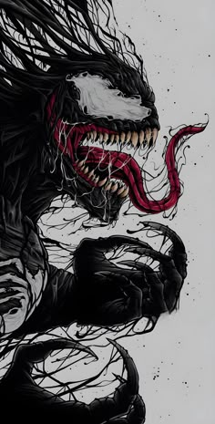 a drawing of a monster with its mouth open